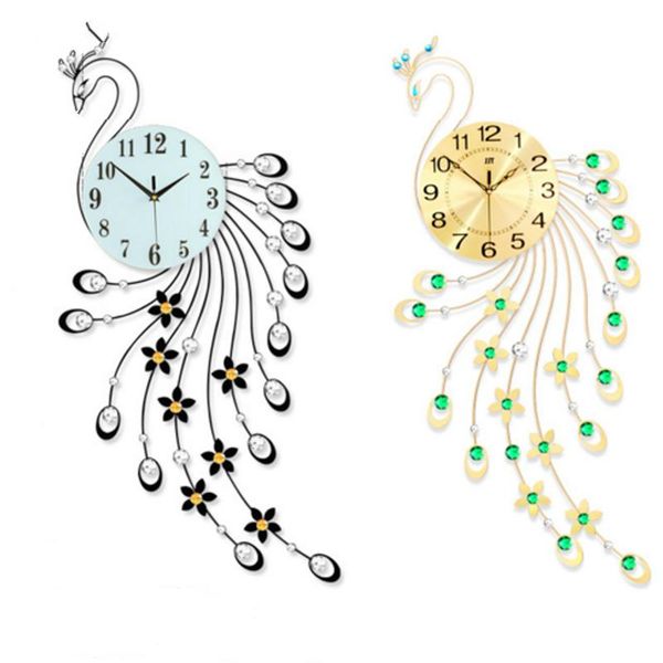 

wall clocks peacock clock living room art personality restaurant hanging table luminous creative fashion mute bedroom decoration