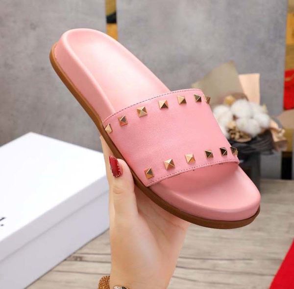 

classics fashion man women slipper sandals slides summer real leather platform flats shoes ladies beach slippers home011 30, Black