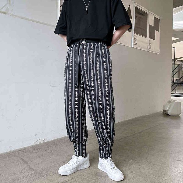 

men's pants elastic waist loose casual harem man women korean vinage fashion streetwear ankle-length pant male trousers e0y8, Black
