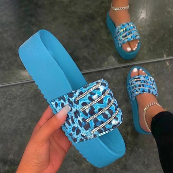 

summer women slippes waterproof platform thick bottom slides candy color beach sandals outdoor crystal bling shoes slippers, Black