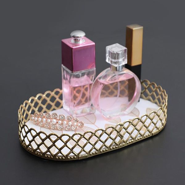 

storage boxes & bins iron art kitchen counterbedroom perfume home bathroom holder cosmetic makeup vanity tray office jewelry organizer