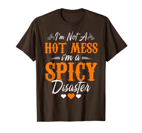 

i'm not a mess i'm a spicy disaster t-shirt, White;black