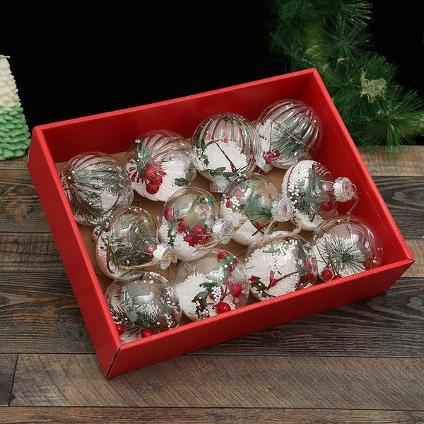 

christmas decorations 12pcs/set ornaments white snow ball boxed tree drop window decoration arrangement
