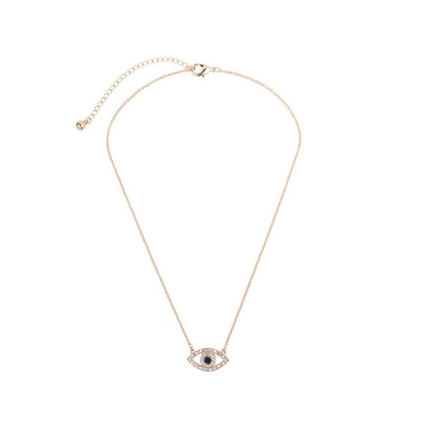 

pendant necklaces 2021 fashion gold color chain crystal eye necklace for girls holiday jewelry wholesale, Silver