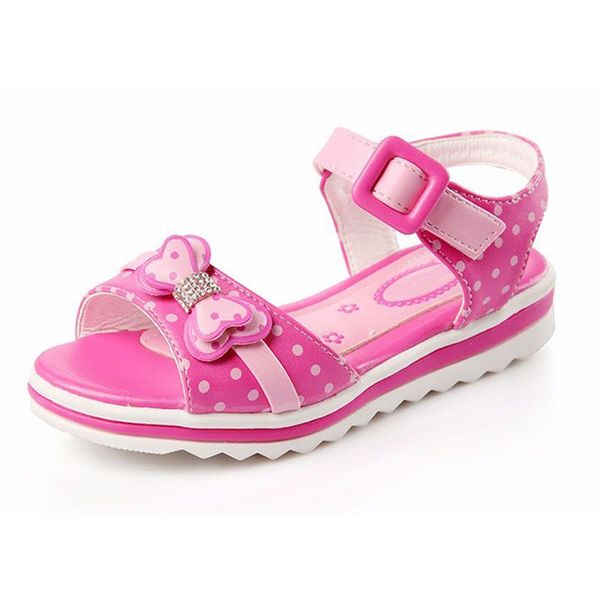 

sandals girls summer dot bow kids shoes for fashion princess fish head, Black;red