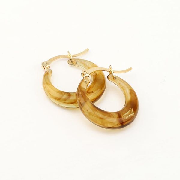 

stud 1pair vintage round acrylic resin earrings for women simple unique ivory white geometric circle jewelry e689, Golden;silver