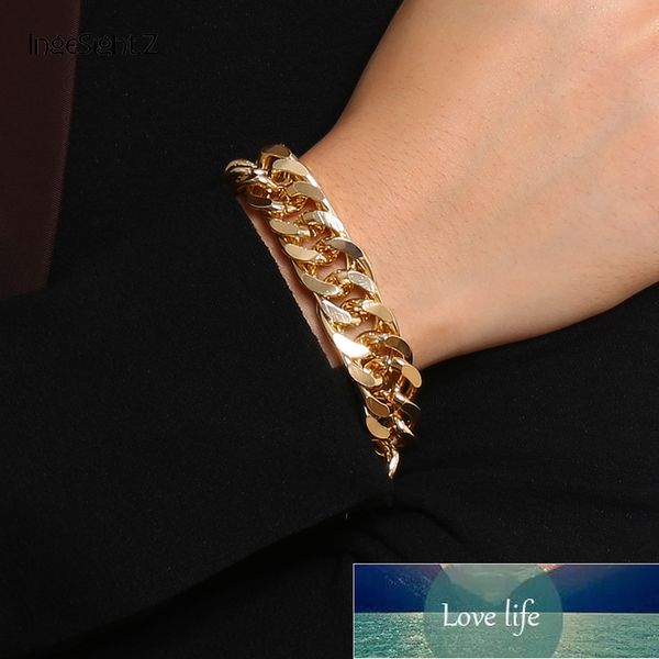 

ingesight.z fashion curb cuban chunky thick bracelets bangles punk hip hop gold color friendship bracelets women jewelry party, Golden;silver