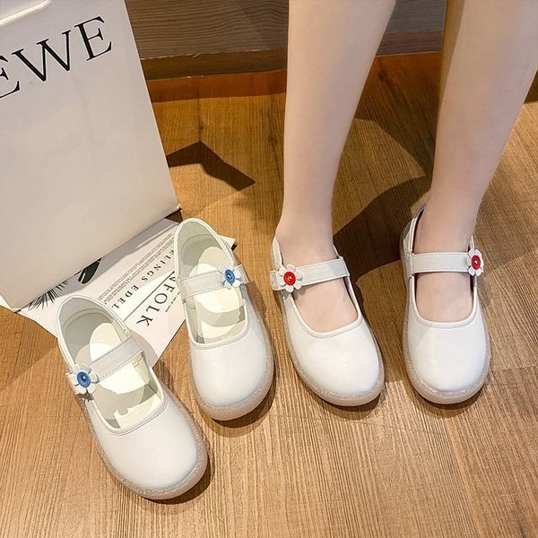 

shallow mouth nurse women's soft soled velcro single shoes, Black