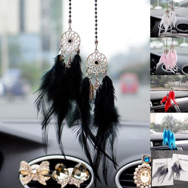 

interior decorations 6 colors dream catcher car feather pedant universal mini wind chimes styling rearview mirror decoration