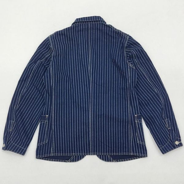 

men's jackets dong railroad bob wabash stripes work jacket indigo vintage coat workwear, Black;brown