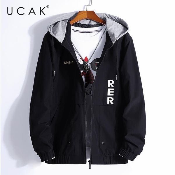 

men's jackets ucak brand men clothes 2021 autumn arrival streetwear hooded zipper jacket clothing casual big pockets coats u8102, Black;brown