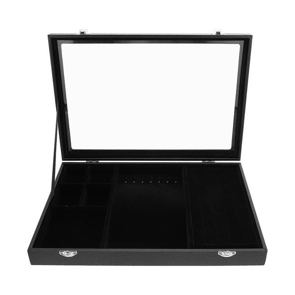 

watch boxes & cases multifunctional jewelry storage box with lid display case, Black;blue