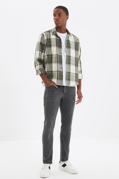 

men's jeans trendyol male slim fit harrow destroylu tmnaw22je0047, Blue