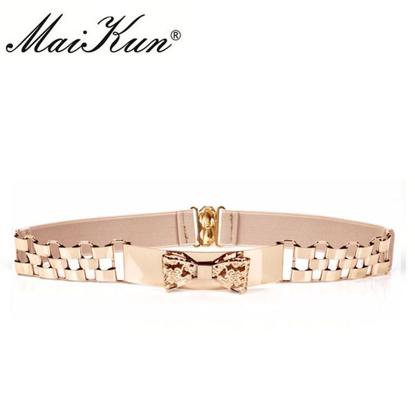 

maikun elastic belts for women stretchy chain bowknot female belt golden women belt, Silver