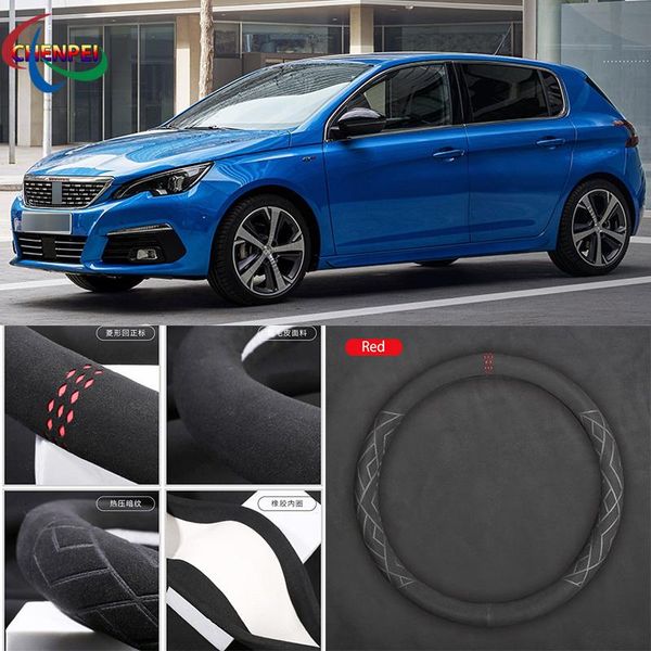

steering wheel covers non-slip car suede cover for series 108 207 208 307 308 rifter rcz 407 607 interior accessories