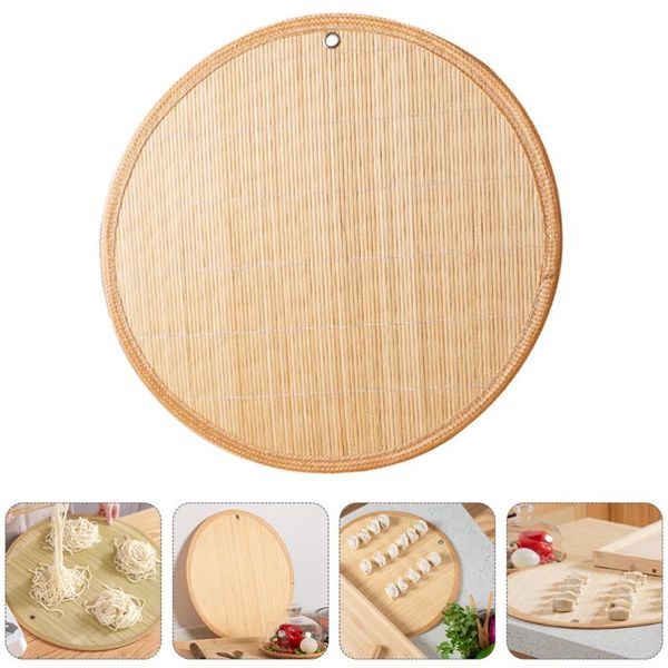 

set 2pcs household dumpling holders bamboo mats covers (khaki) & pads