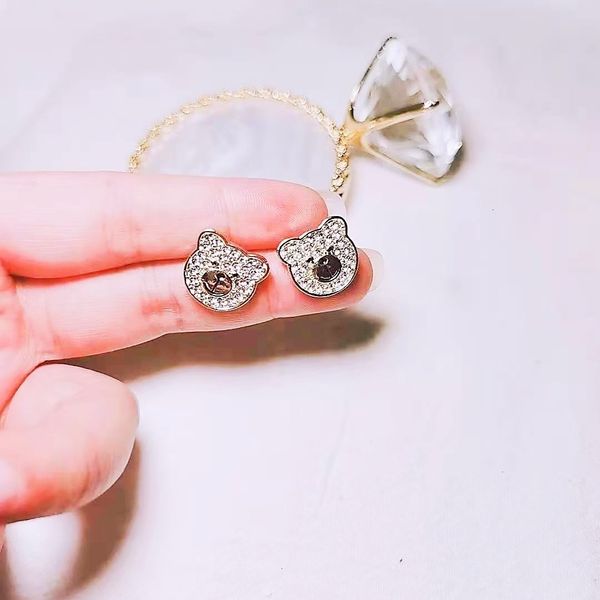 

70%off s925 silver needle zircon bear earrings for women x9nr, Golden;silver