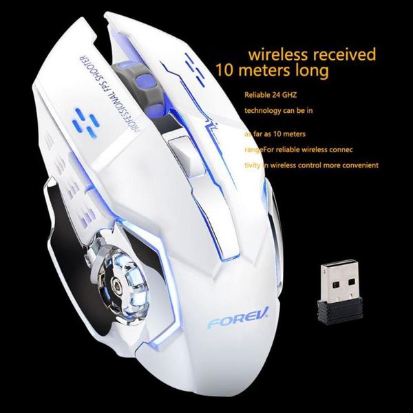 

drop fv-w502 computer mouse wireless 6 buttons abs 2.4ghz rechargeable silent for lapmice