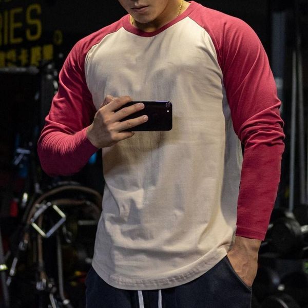 

men's t-shirts gymohyaeh men long sleeve stitched crew neck t shirt quick dry fitness sports training male workout bodybuilding, White;black