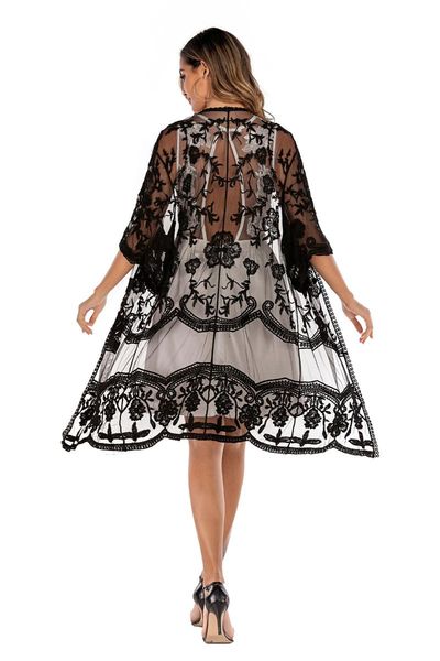 

swimsuit cover up beach solid see through cardigan summer dress ladies loose pareo swim for women swimwear women's, White;black