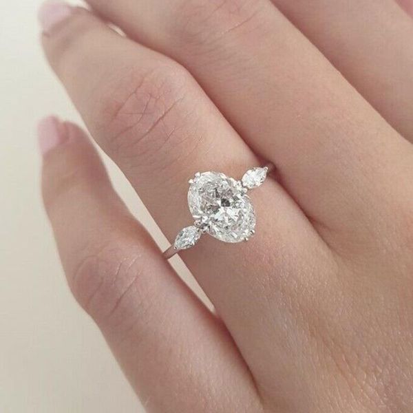 

wedding rings shining luxury oval zircon with stones engagement ring accessories for women jewelry brand wholesales, Slivery;golden