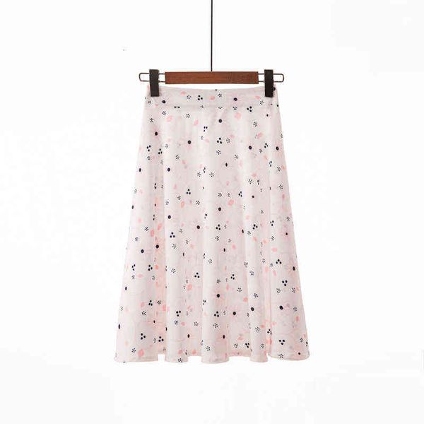 

skirts half women's fashion style versatile printed large swing high waist skirt, Black