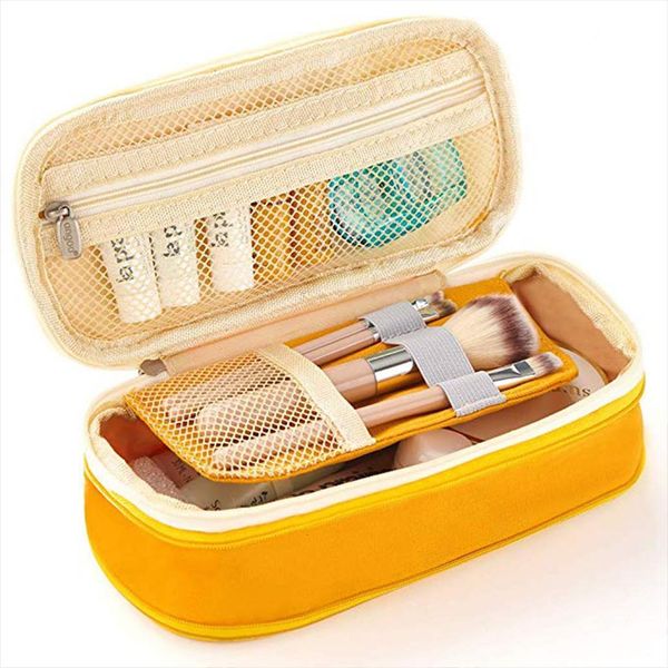 

canvas cosmetic case cute big bags capacity zipper makeup for girl multifunctional pouch school student pencil