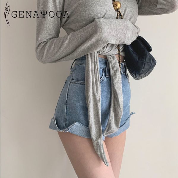 

genayooa streetwear high waist ladies mini shorts women jeans denim korean summer woman fashion 210417, White;black