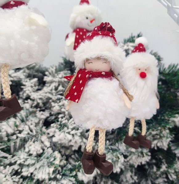 Noel Süslemeleri Yıl 2022 Prenses Kız Mevcut Sevimli Peluş Melek Bebek Dekorasyon Santa Elk Kardan Adam Süs Oyuncaklar Noel Ağacı Kolye