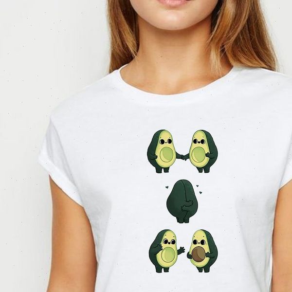 

oversize vegan womens avocado t shirts vogue spring summer ropa mujer shirt women funny printing design tee o, White