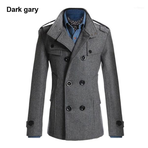 

spring autumn men's woolen coats casual overcoat fashion wool coat men windbreaker jacket peacoat casaco sobretudo masculino1, Black