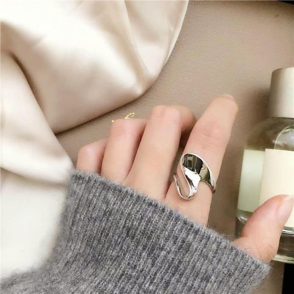 

wedding rings smooth abstract wave pattern open finger ring for women silver color jewelry accessories gifts, Slivery;golden