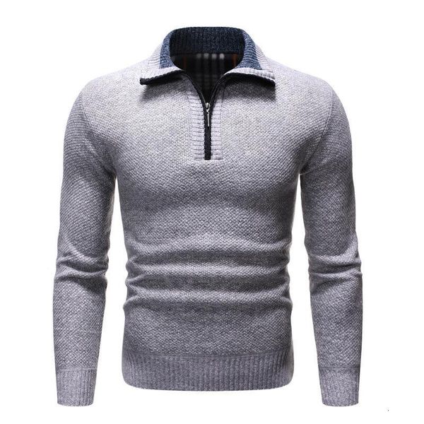 

spring men's pullover thick warm knitted sweater men solid casual turtleneck sweaters half zip winter fleece pullovers, White;black