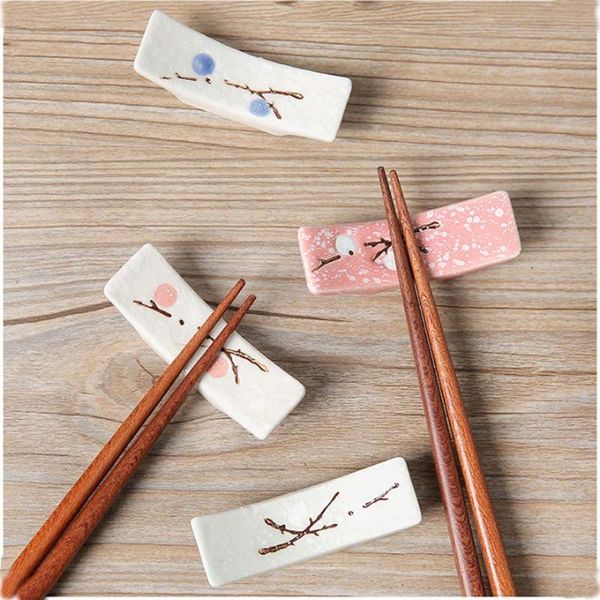 

chopsticks japanese style ceramic snowflake pattern holder spoon fork chopstick rest stand kitchen tableware tools