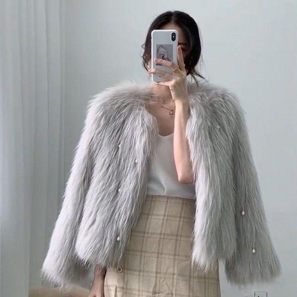 

women's fur & faux autumn winter 2021 women soft jackets female causal fleece plush warm coats ladies clothing q53, Black