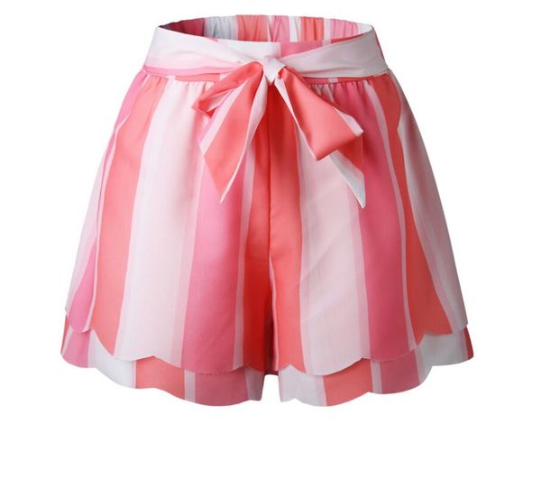 

women's shorts women casual hight waistband summer striped loose bottom, White;black
