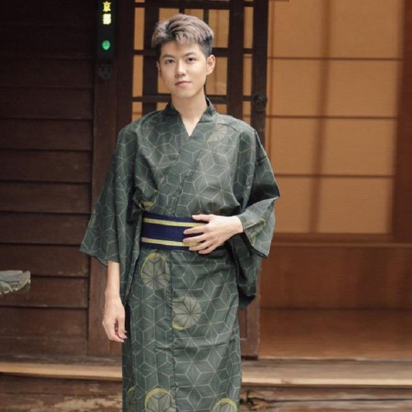 

ethnic clothing summer male traditional japanese kimono with obi festival bathrobe dress cosplay samurai costumes ff3413, Red