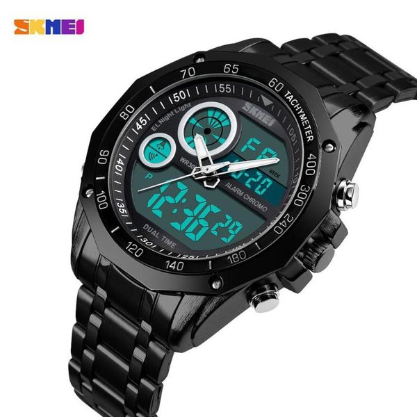 

wristwatches skmei japanese movement dual display sports watches men's quartz waterproof digital male clock montre homme 1494, Slivery;brown