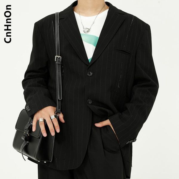 

men's suits & blazers autumn products simple striped suit loose lazy black men m5-p-133312, White;black