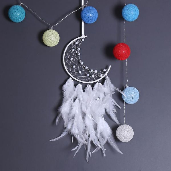 

decorative objects & figurines creative handmade dream catcher moon feather home car hanging pendant craft dreamcatcher ornament bedroom gar
