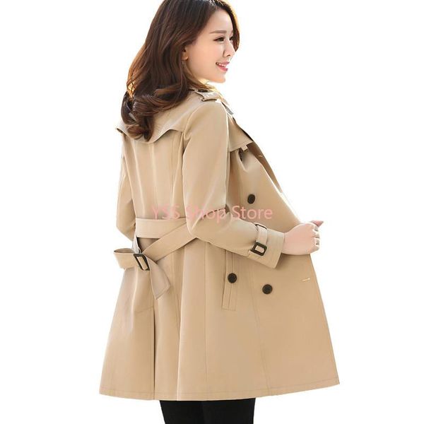 

women's trench coats spring autumn fashion khaki coat casual with belt loose windbreaker female elegant outerwear plus size 4xl, Tan;black