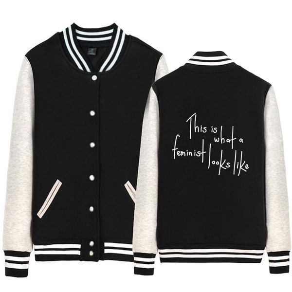 

men's jackets man jacket boy coat breasted baseball feminism this is what feminist looks like fleece autumn winter couple clothes ziiar, Black;brown