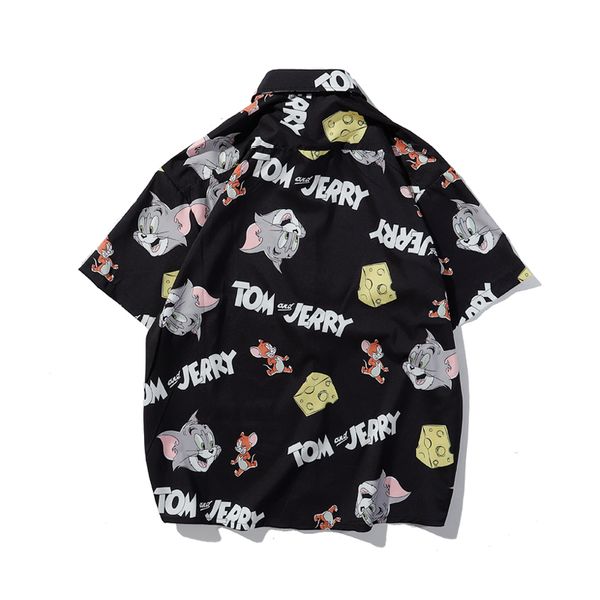 

men's t-shirts 1: cat cartoon flower printing street fashion shirts, White;black