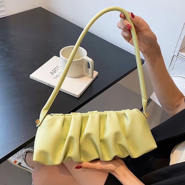 

evening bags fashion pu leather baguette for women 2021 summer fold shoulder bag lady handbags and purses sac femme crossbody
