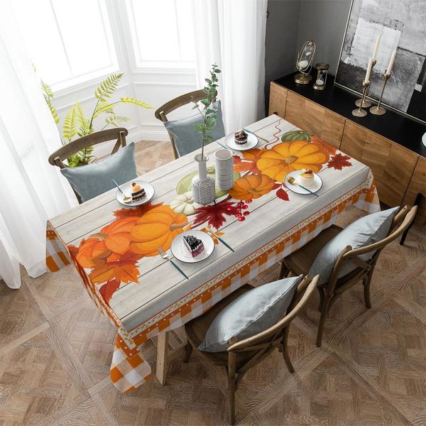 

table cloth thanksgiving pumpkin wood grain waterproof wedding holiday dinning decor rectangular tablecloth