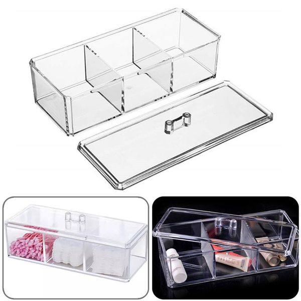 

transparent cosmetic storage box makeup organizer three-color cotton swab pad deskacrylic material boxes & bins