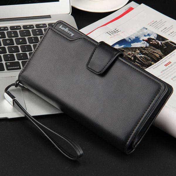 

men bifold leather wallet long zip clutch purse credit id card holder mens phone pocket coin business male wallets, Red;black