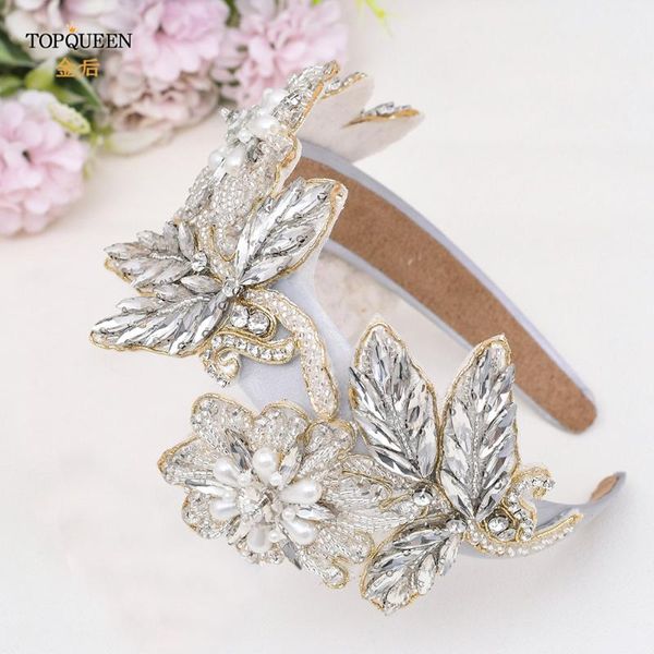 

hair clips & barrettes ueen s427-d exaggerated rhinestone leaf accessories for weddings prom party handmade headband delicate jewelry, Golden;silver