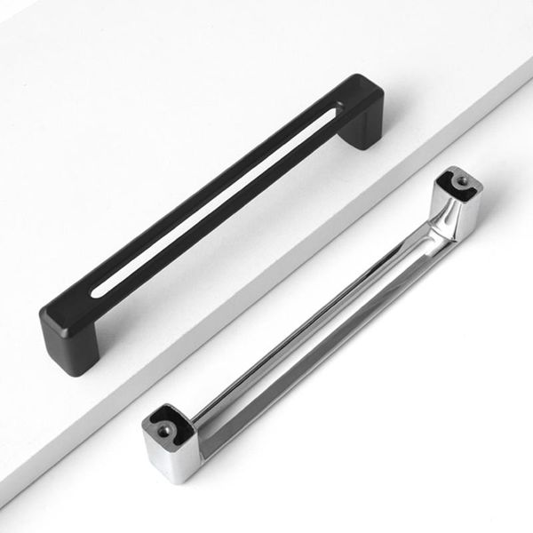 

modern cabinet handle furniture chrome black drawer door handles zinc alloy hardware fashion cupboard pull center 160mm z387 & pulls