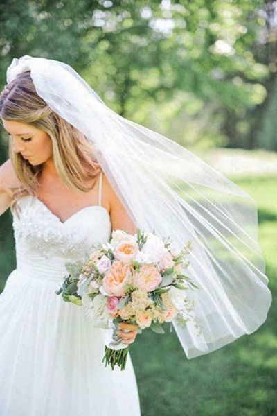 

bridal veils fingertip length one layer wedding ivory cut edge net with comb, Black